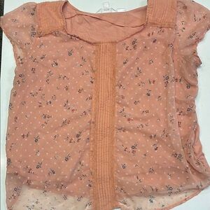 LC Lauren Conrad Peach Floral Top